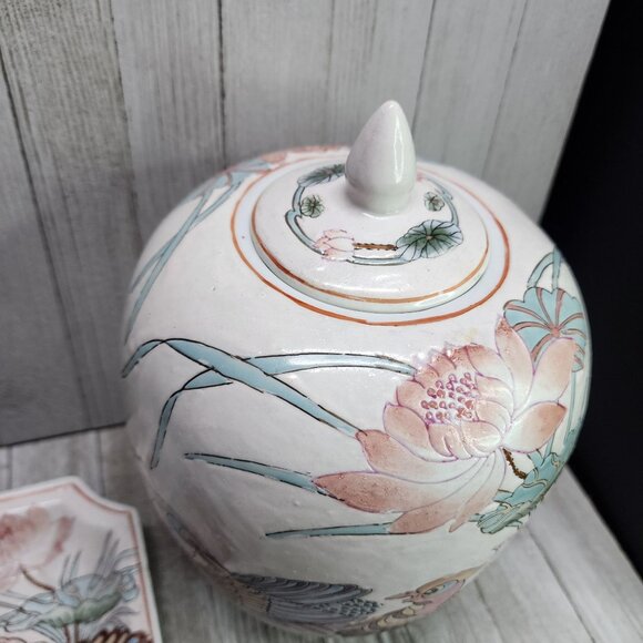 Vintage Chinese Dynasty by Heygill HFP Jar & Plate Painted Decorative Macau - Picture 6 of 12